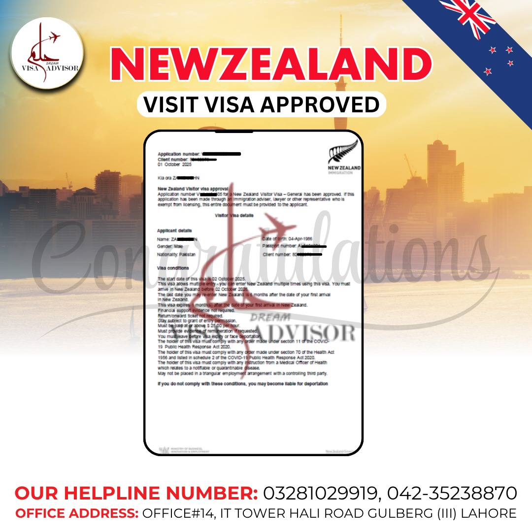 New Zealand visa approved
